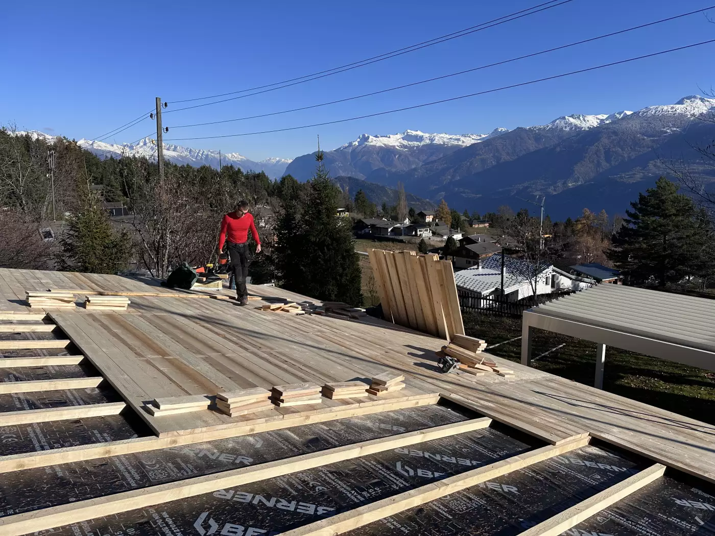 Chantier réalisé par RT Toiture Sàrl en Valais